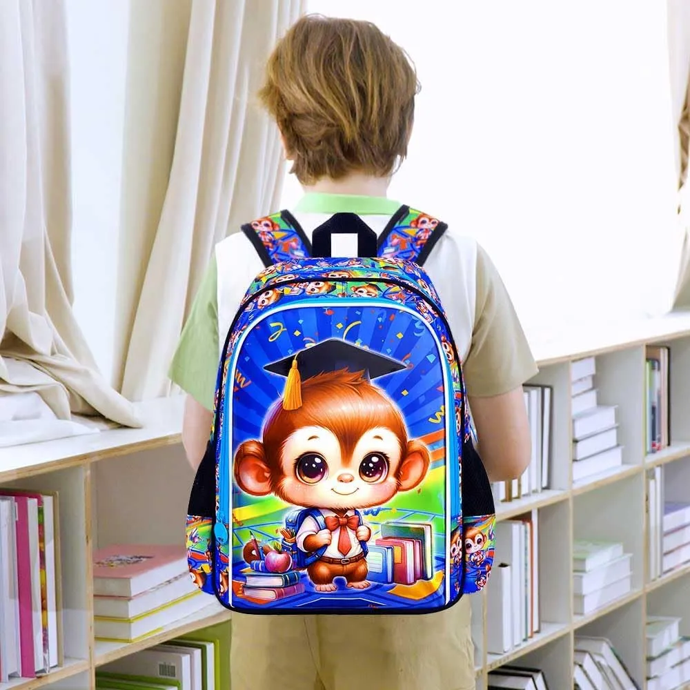 AGSDON 3PCS Kids Backpack for Boys, Toddler Backpack for Boy with Lightweight Water Resistant, Bookbag Set with Lunch Box Pencil Case