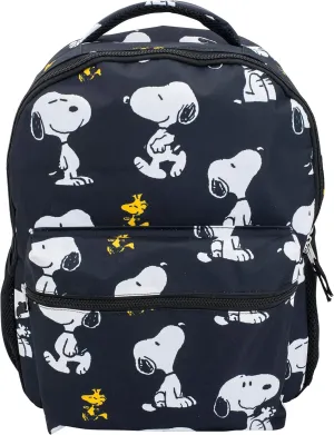 AI ACCESSORY INNOVATIONS Peanuts 16” Backpack With Front Pocket for Girls & Boys, Allover Print Bookbag Featuring Snoopy & Woodstock, Black