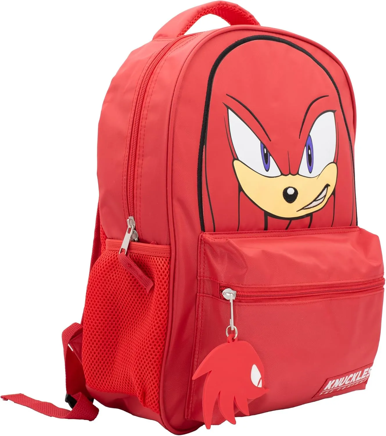 AI ACCESSORY INNOVATIONS Sonic The Hedgehog Backpack for Boys & Girls, Knuckles 16 Inch Schoolbag with 3D Features, Durable School Bag for Kids, Red