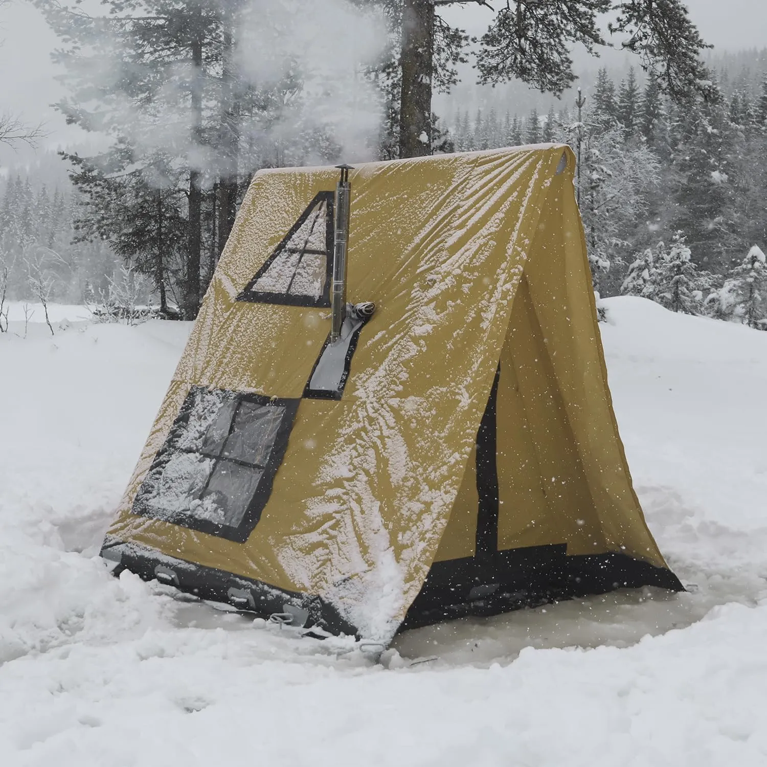 AIR BUSHCRAFT Premium Inflatable Tent for 4 Seasons – Luxurious Waterproof Camping Tent with Panoramic Windows & UV Protection