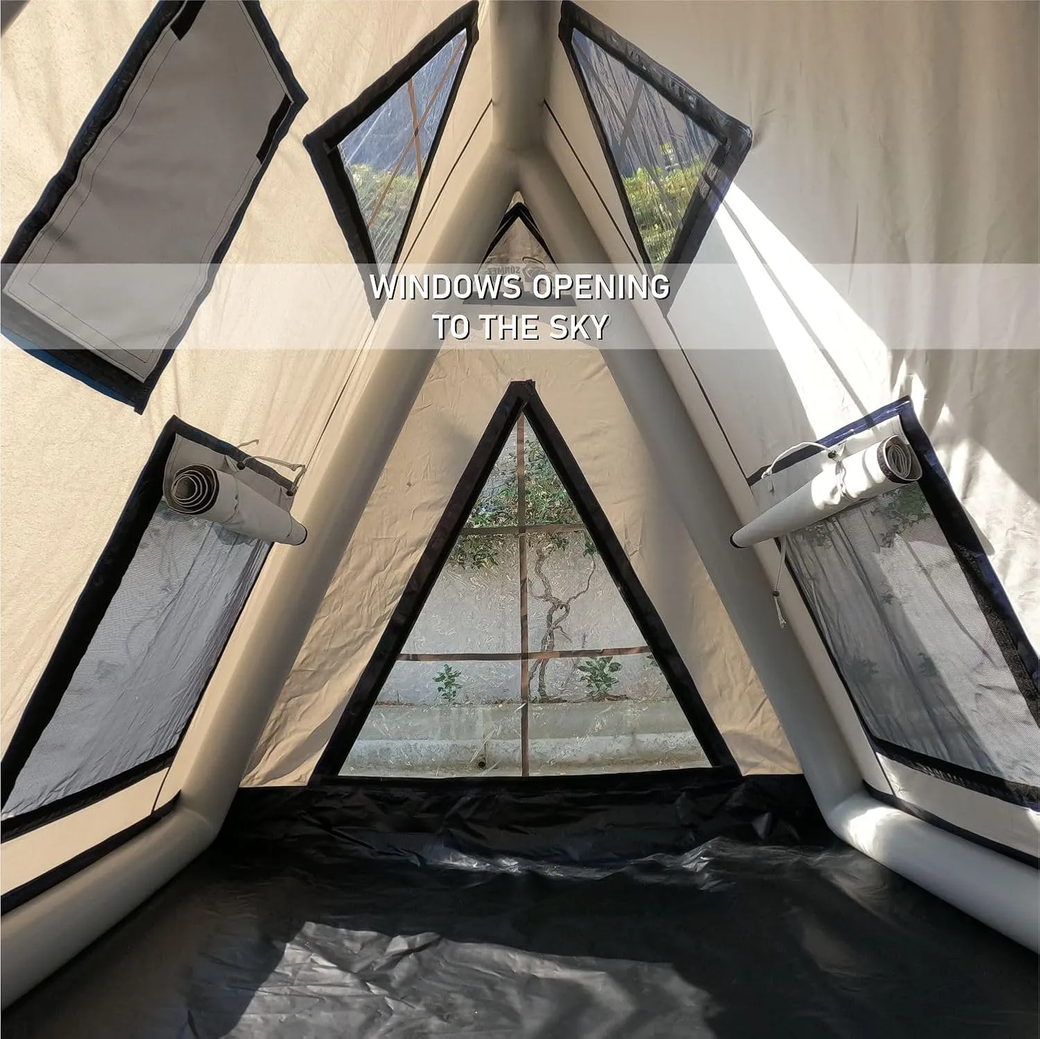 AIR BUSHCRAFT Premium Inflatable Tent for 4 Seasons – Luxurious Waterproof Camping Tent with Panoramic Windows & UV Protection