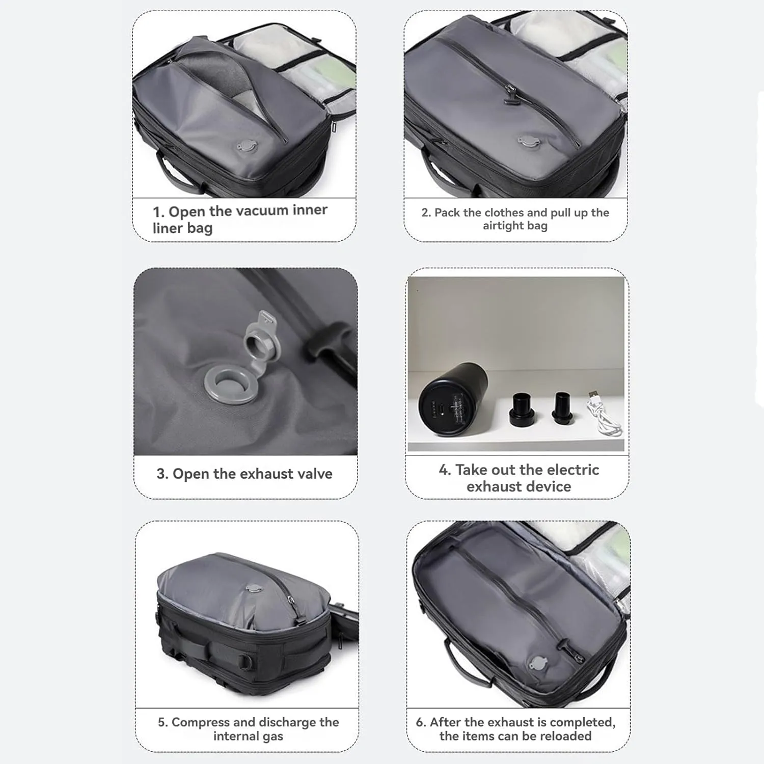 Airback Backpack, Expandable Backpack with Vacuum Compression, Travel Backpack with Vacuum Compression (Type-C)