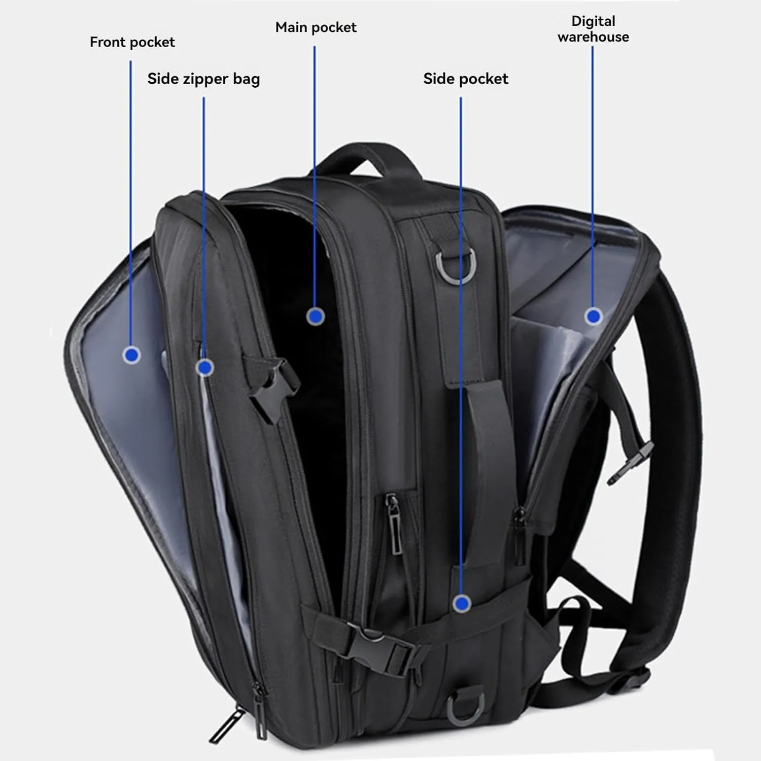 Airback Backpack, Expandable Backpack with Vacuum Compression, Travel Backpack with Vacuum Compression (Type-C)