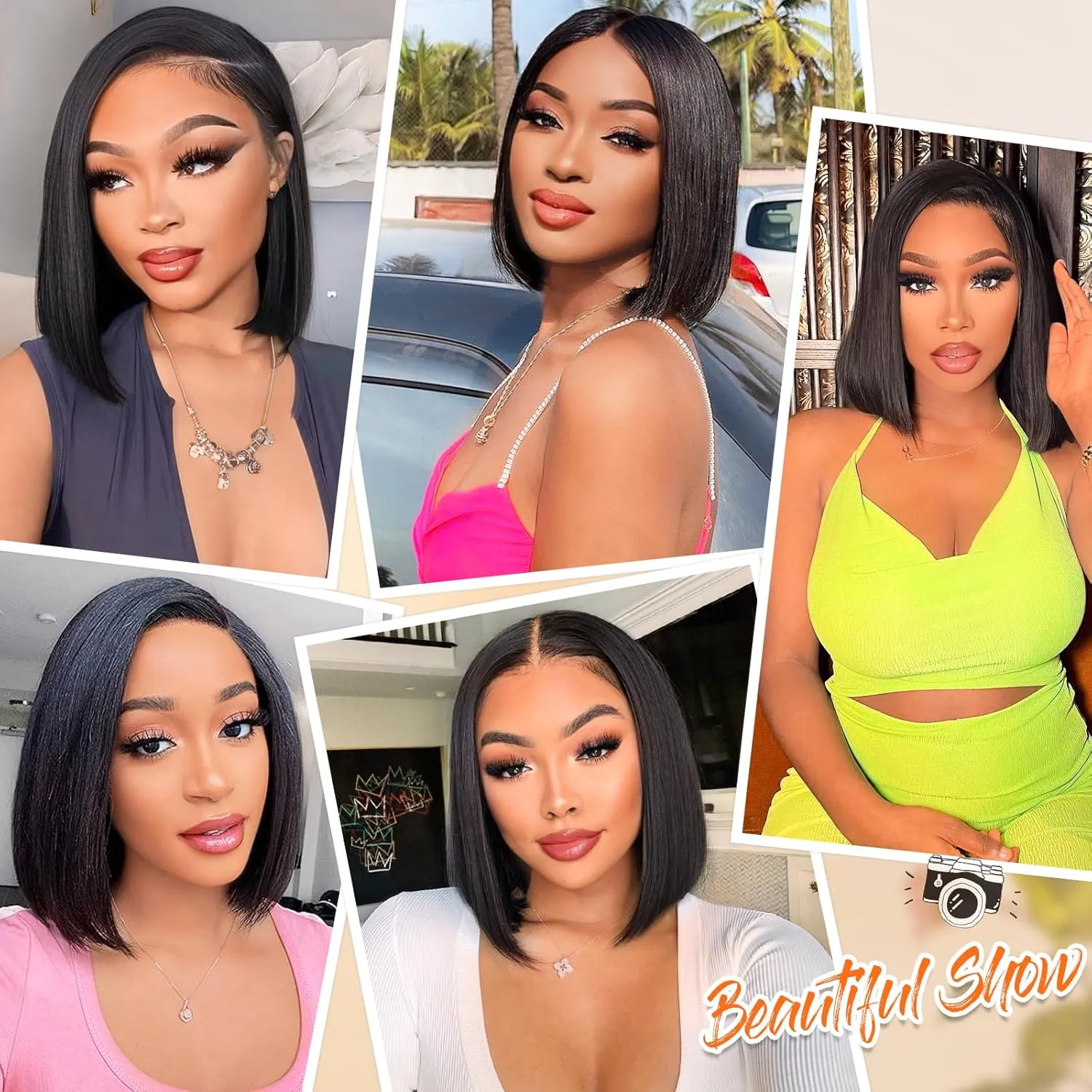 AISI Glueless Bob Wig Human Hair Pre Plucked Short Straight Bob Wigs for Black Women Pre Cut 4x4 Lace Closure HD Transparent Glueless Lace Front Wigs Human Hair 180% Density 12 Inch