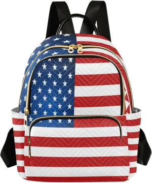 ALAZA American Flag Independence Day Mini Backpack Purse for Women Travel Bag Lightweight Shoulder Bag Fashion Daypack