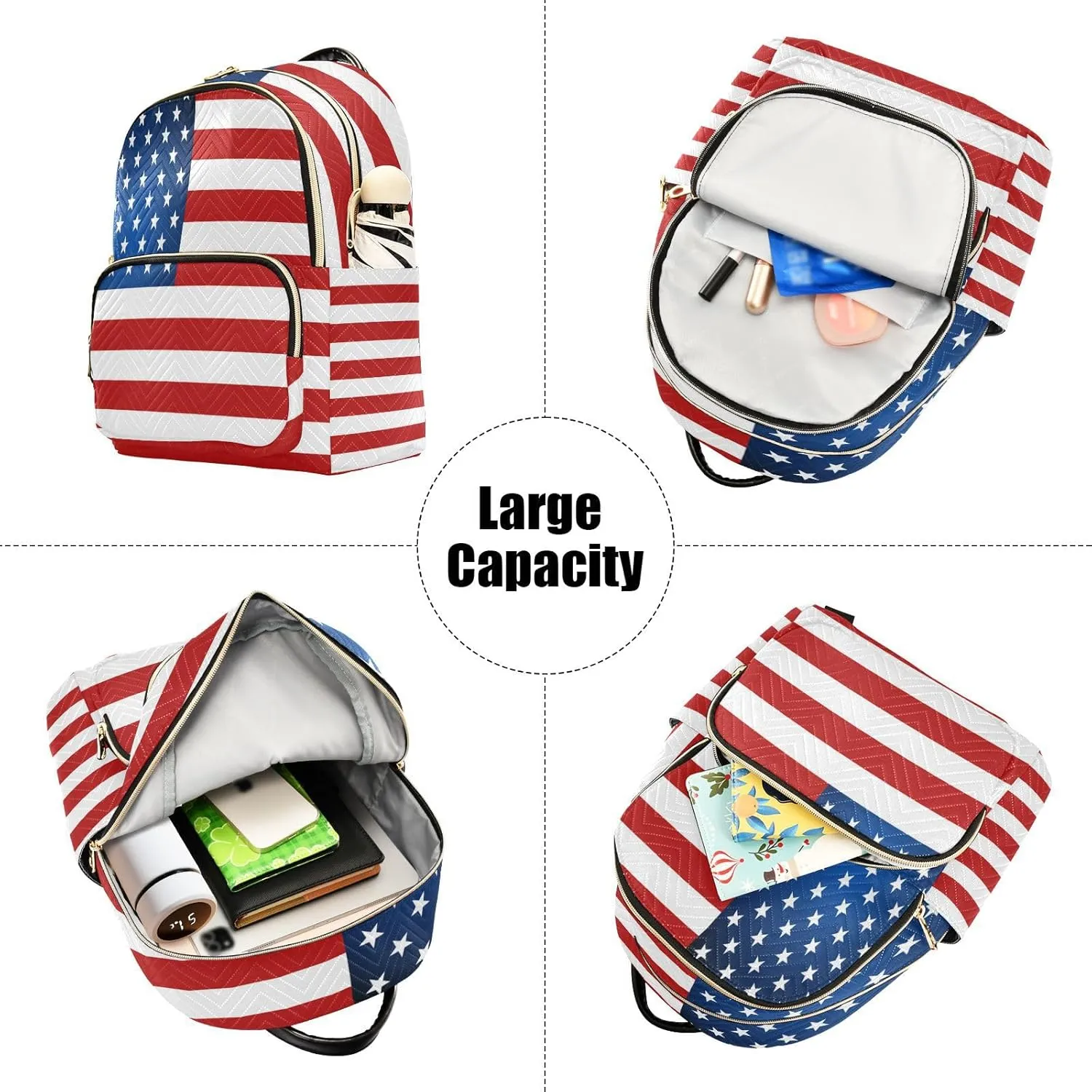 ALAZA American Flag Independence Day Mini Backpack Purse for Women Travel Bag Lightweight Shoulder Bag Fashion Daypack