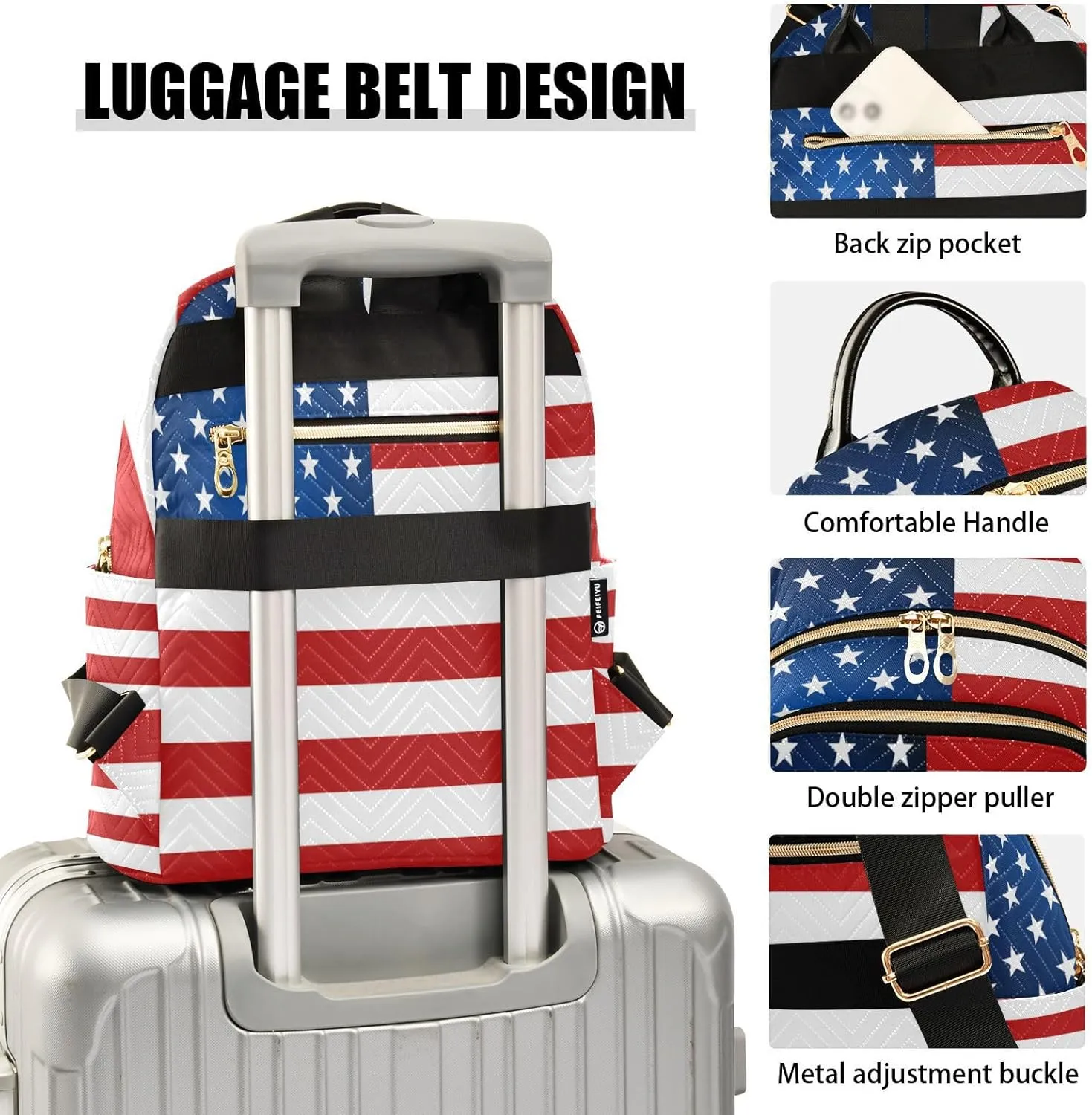 ALAZA American Flag Independence Day Mini Backpack Purse for Women Travel Bag Lightweight Shoulder Bag Fashion Daypack
