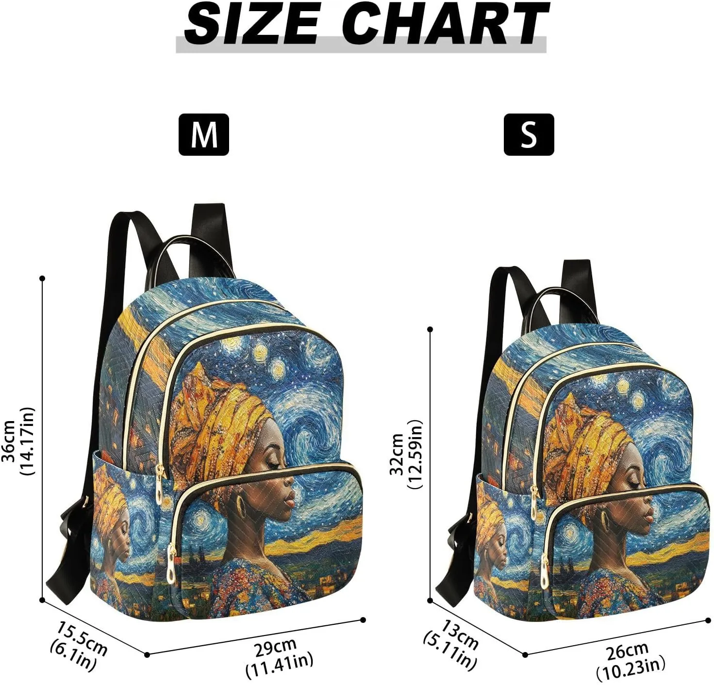 ALAZA Black Girl Starry Night Small Backpack Purse for Women Travel Bag Lightweight Shoulder Bag Fashion Daypack