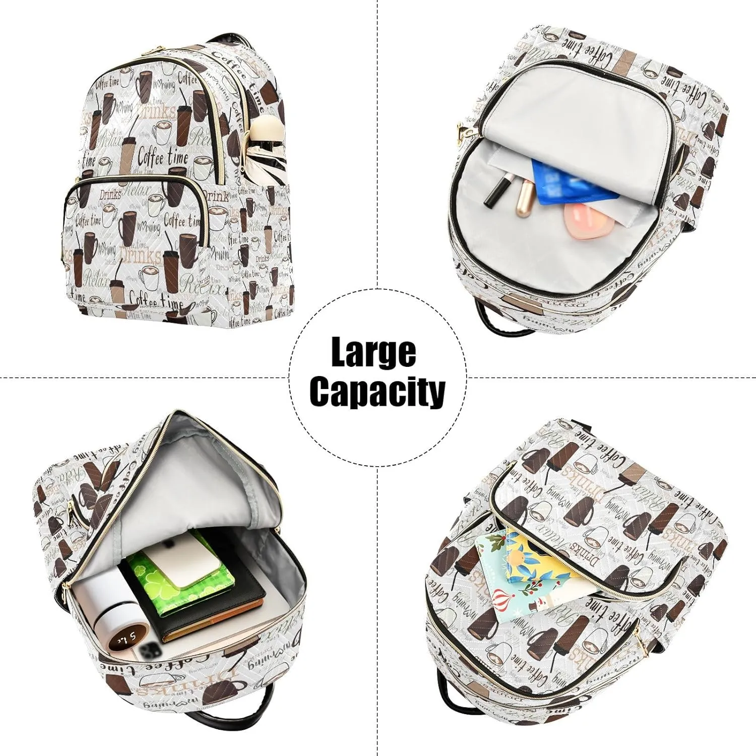 ALAZA Coffee Cup Women Backpack Purse Ladies Fashion Shoulder Bag Daypack Travel Bag 7.5L
