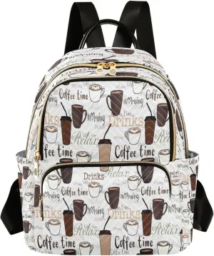 ALAZA Coffee Cup Women Backpack Purse Ladies Fashion Shoulder Bag Daypack Travel Bag 7.5L