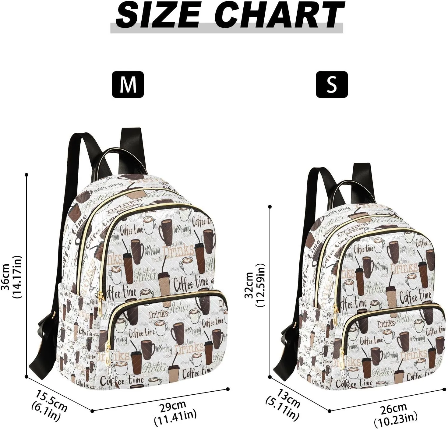 ALAZA Coffee Cup Women Backpack Purse Ladies Fashion Shoulder Bag Daypack Travel Bag 7.5L