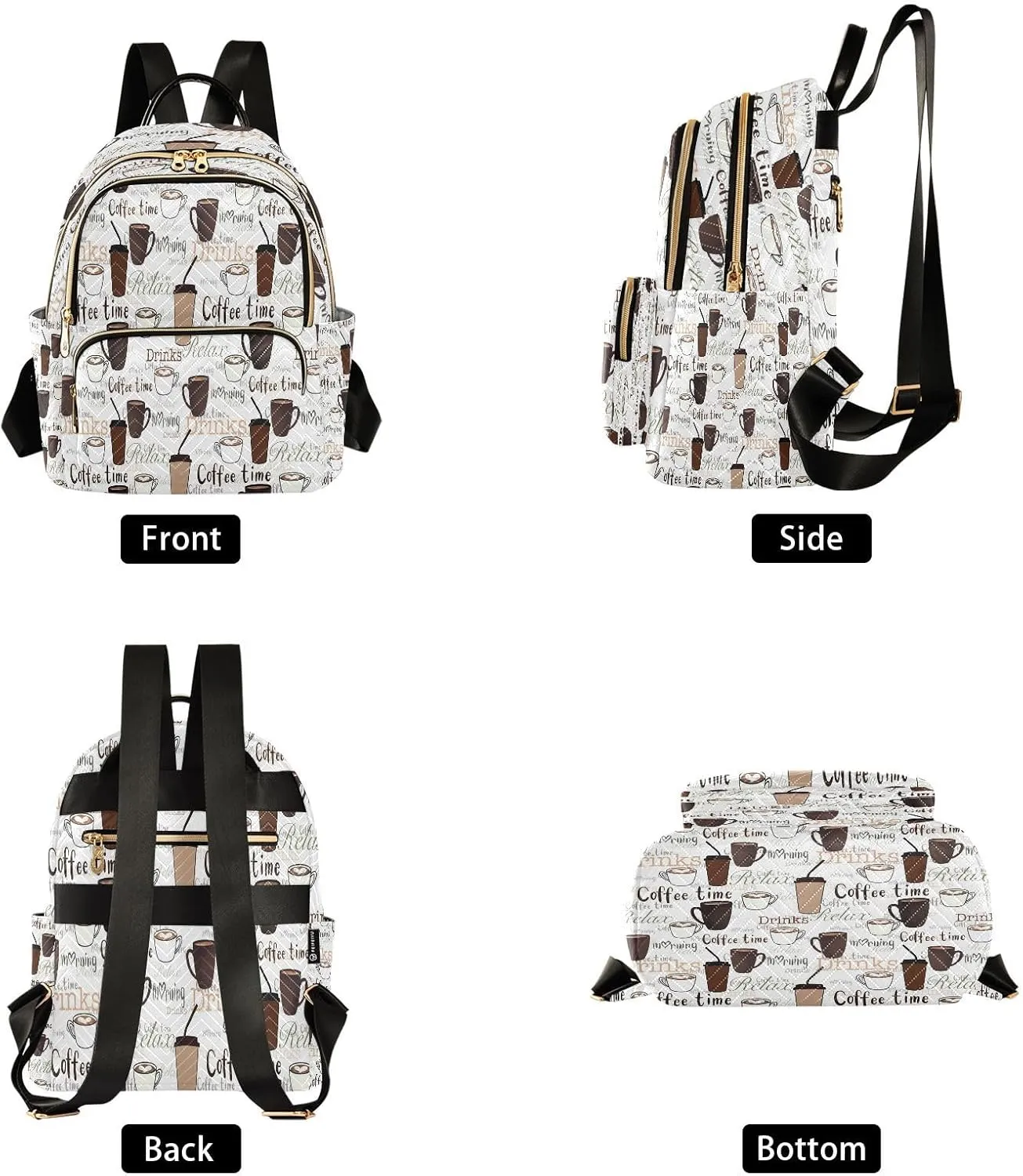 ALAZA Coffee Cup Women Backpack Purse Ladies Fashion Shoulder Bag Daypack Travel Bag 7.5L