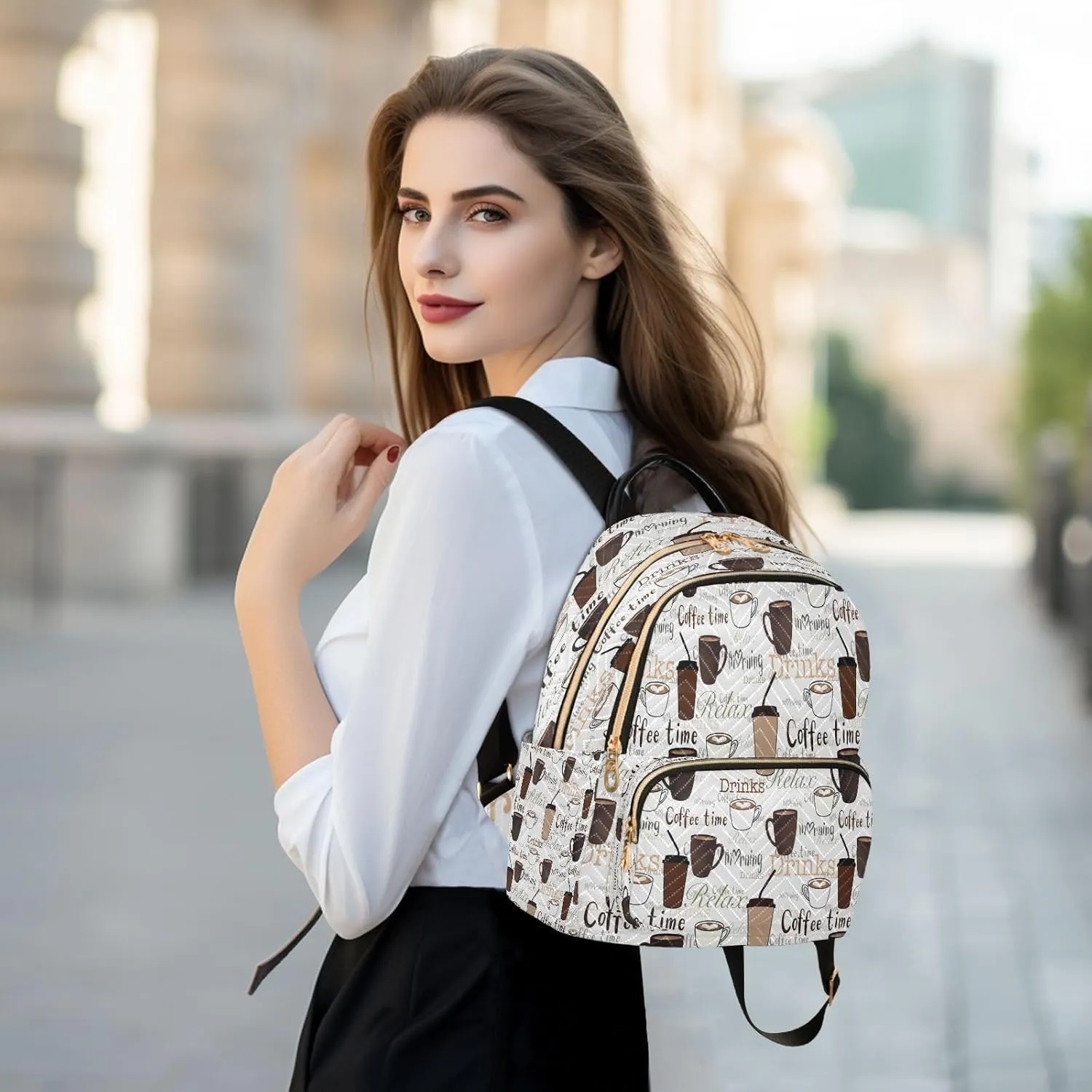 ALAZA Coffee Cup Women Backpack Purse Ladies Fashion Shoulder Bag Daypack Travel Bag 7.5L