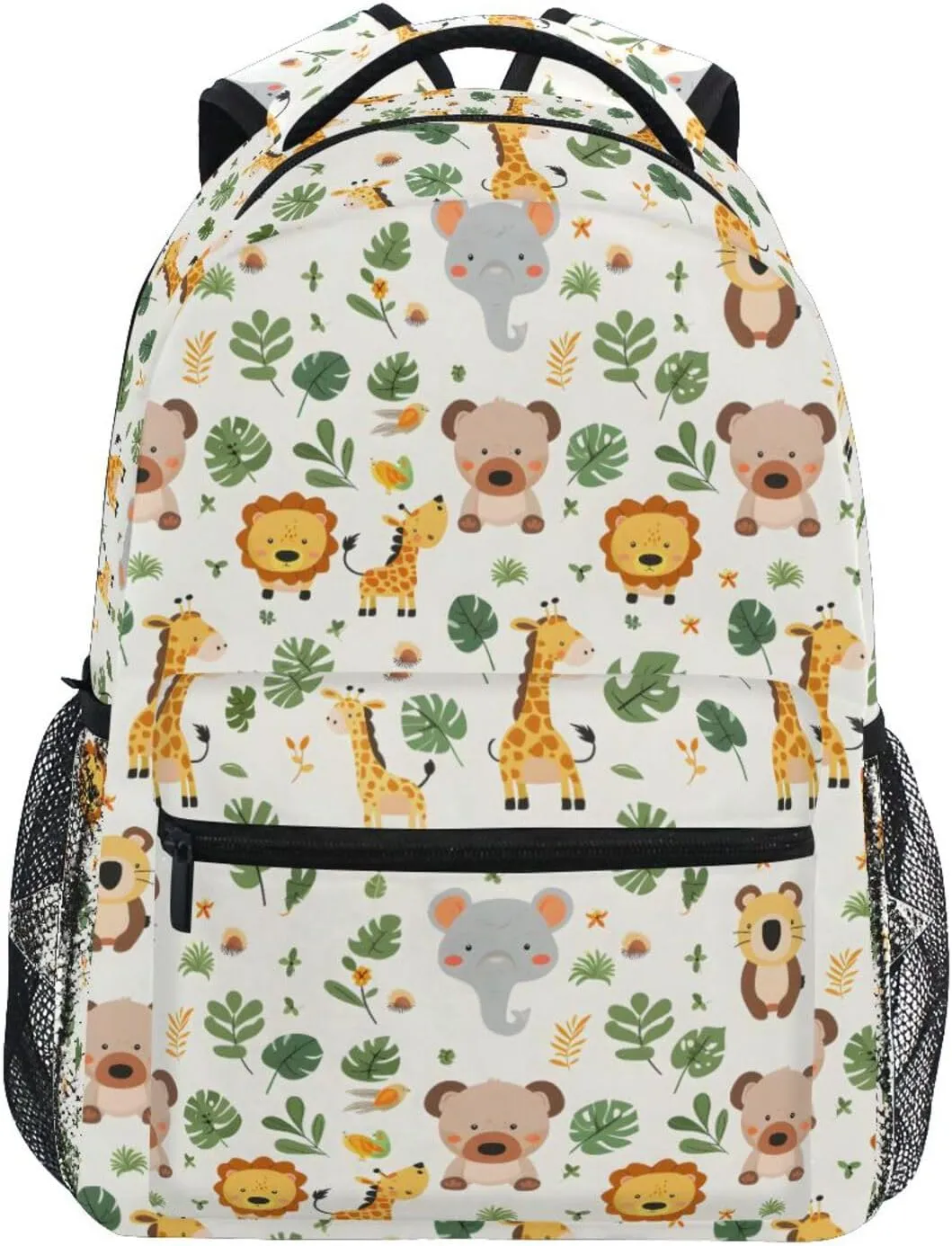 ALAZA Cute Jungle Animals Leaves Kids School Backpack for Boys Girls Teens Bookbag Travel Daypack Bag 16 inch
