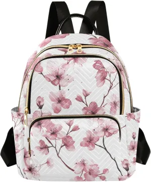 ALAZA Delicate Pink Cherry Blossoms Mini Backpack Purse for Women Travel Bag Lightweight Shoulder Bag Fashion Daypack