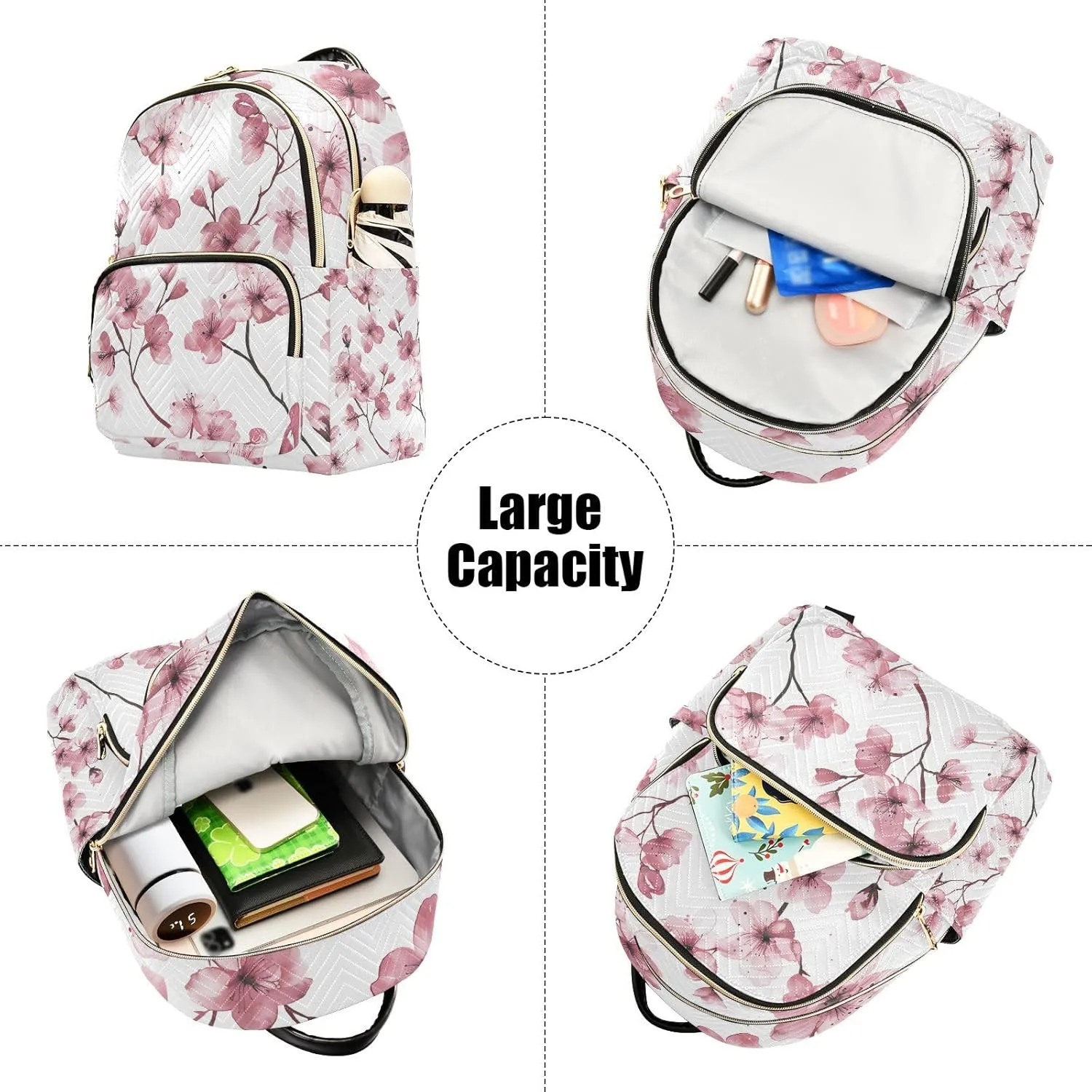 ALAZA Delicate Pink Cherry Blossoms Mini Backpack Purse for Women Travel Bag Lightweight Shoulder Bag Fashion Daypack