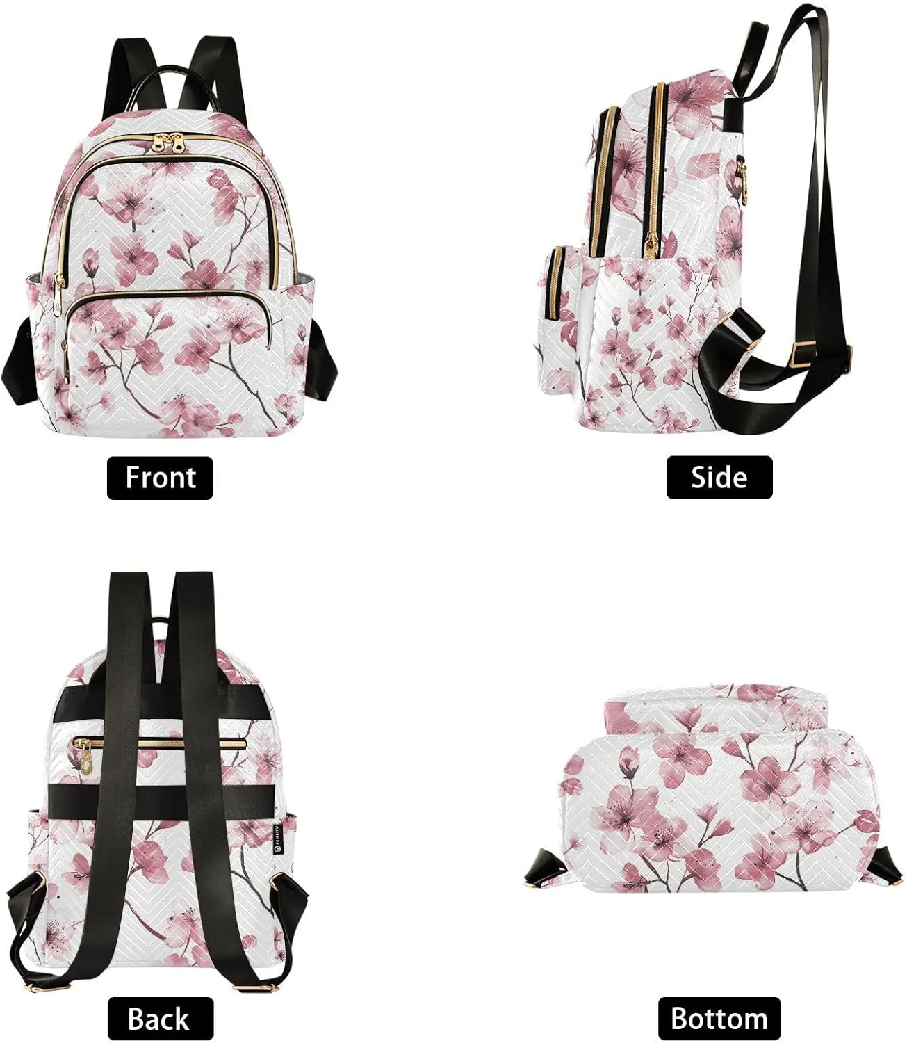 ALAZA Delicate Pink Cherry Blossoms Mini Backpack Purse for Women Travel Bag Lightweight Shoulder Bag Fashion Daypack