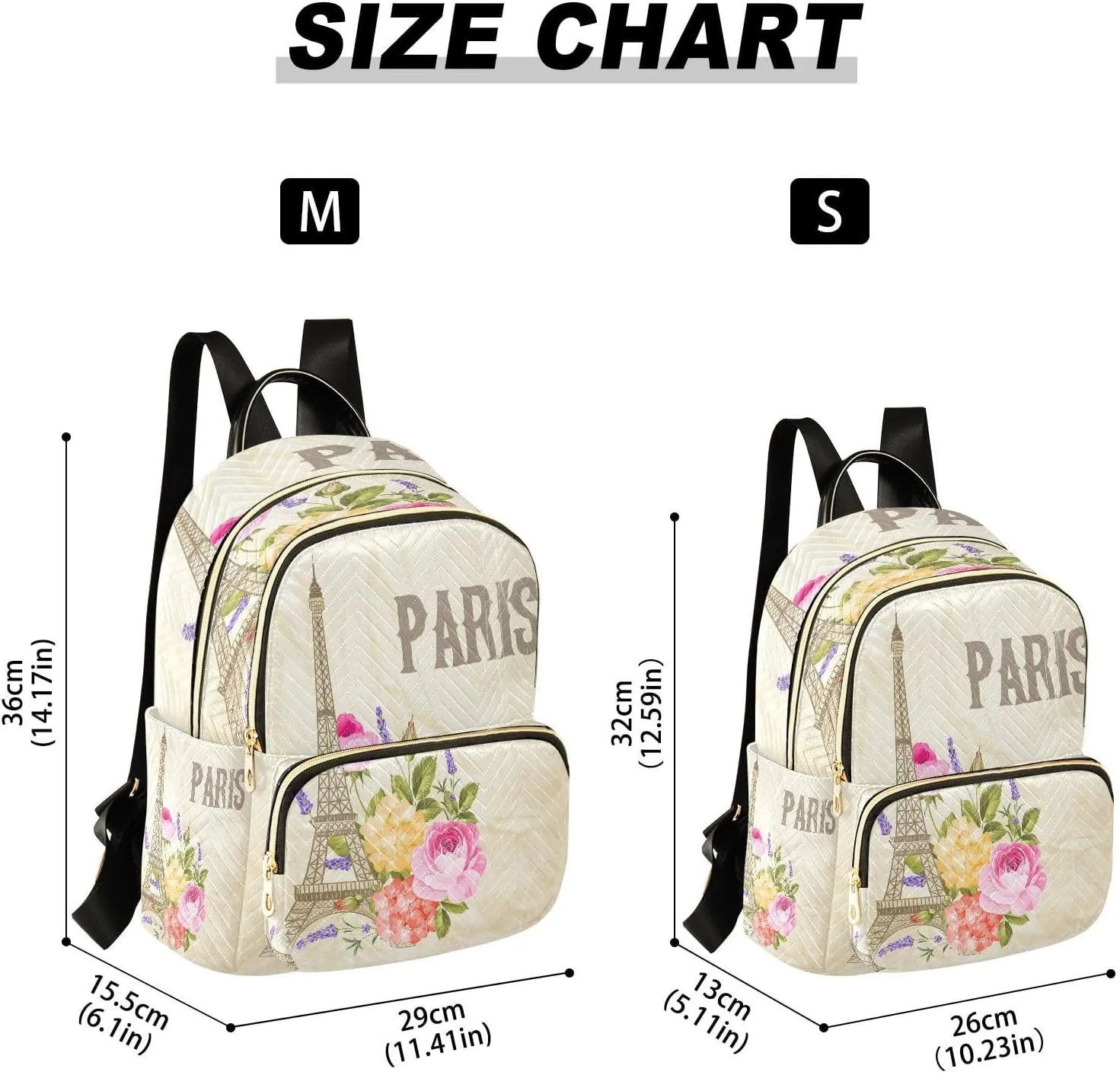 ALAZA Eiffel Tower Paris Blossom Women Backpack Purse Ladies Fashion Shoulder Bag Daypack Travel Bag 7.5L