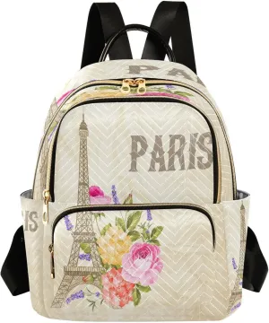 ALAZA Eiffel Tower Paris Blossom Women Backpack Purse Ladies Fashion Shoulder Bag Daypack Travel Bag 7.5L