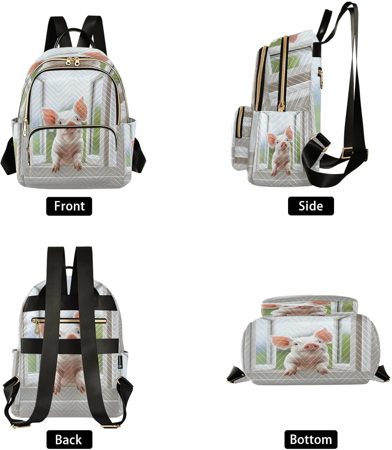 ALAZA Farm Pig Mini Backpack Purse for Women Travel Bag Lightweight Shoulder Bag Fashion Daypack