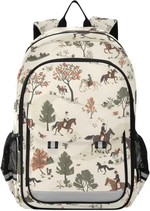 ALAZA Horse Riders Beige Laptop Backpack Purse for Women Men School Bag 17 Inch Bookbag Student Boys Girls Travel Casual Daypack