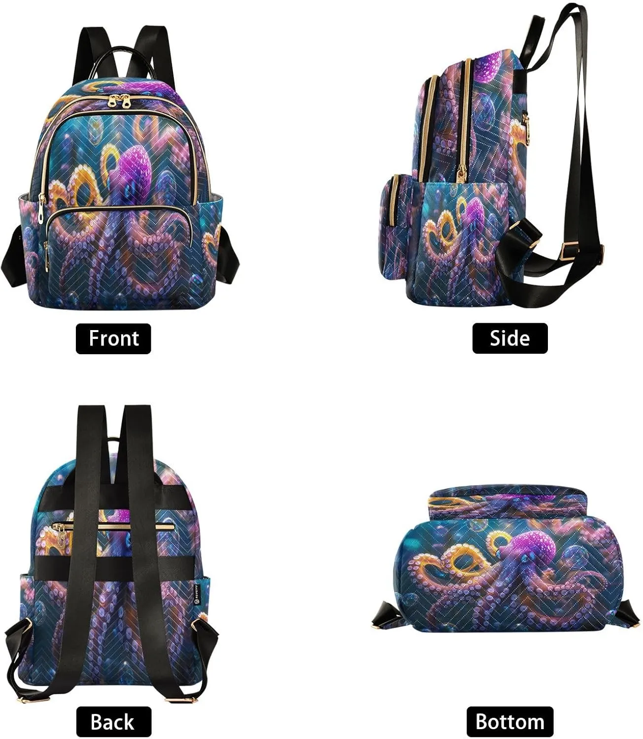 ALAZA Octopus Bubbles Mini Backpack Purse for Women Travel Bag Lightweight Shoulder Bag Fashion Daypack
