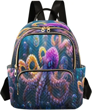 ALAZA Octopus Bubbles Mini Backpack Purse for Women Travel Bag Lightweight Shoulder Bag Fashion Daypack