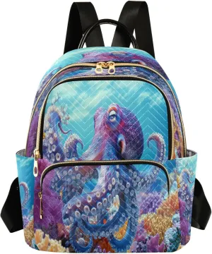 ALAZA Octopus Small Backpack Purse for Women Travel Bag Lightweight Shoulder Bag Fashion Daypack40