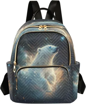 ALAZA Polar Bear Starry Sky Small Backpack Purse for Women Travel Bag Lightweight Shoulder Bag Fashion Daypack