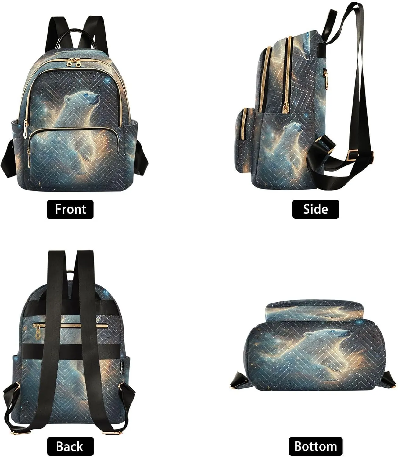 ALAZA Polar Bear Starry Sky Small Backpack Purse for Women Travel Bag Lightweight Shoulder Bag Fashion Daypack