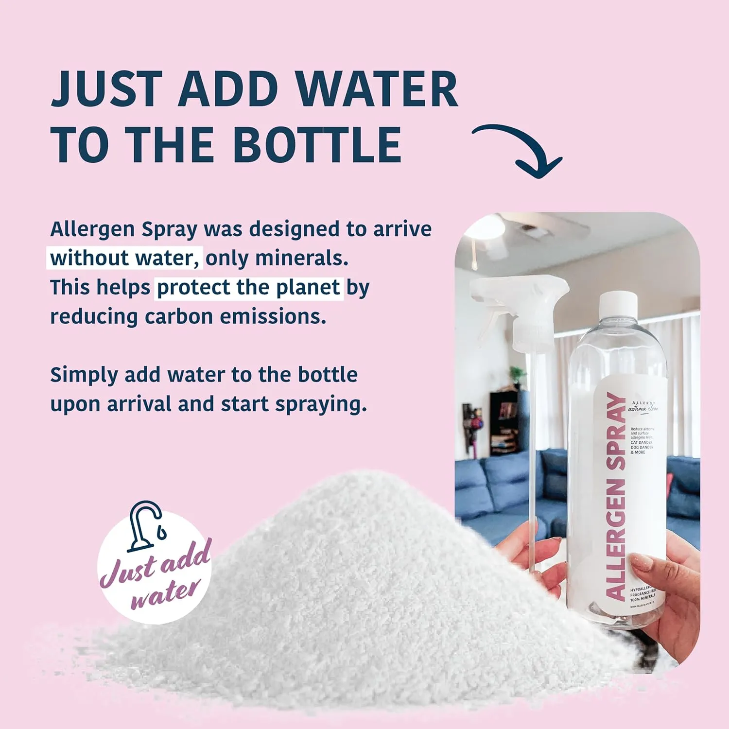 Allergen Spray, Pets, Dust Allergies & More, Air & Surface Control, Just Add Water, Bottle, Over 33oz