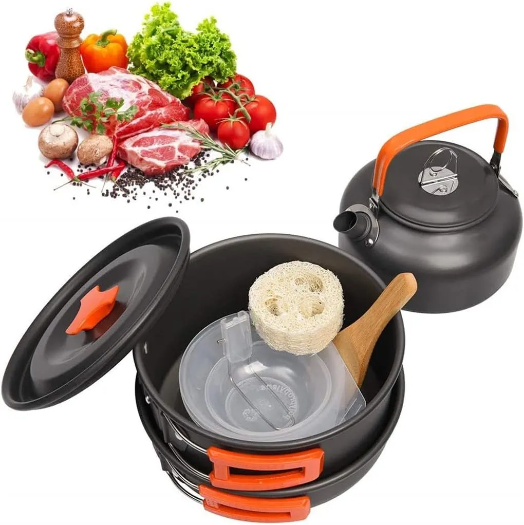 Aluminum Kitchen Set Camping Pot Kit Kettle Kettle Kettle Travel Mountaineering Picnic BBQ Cutlery Equipment