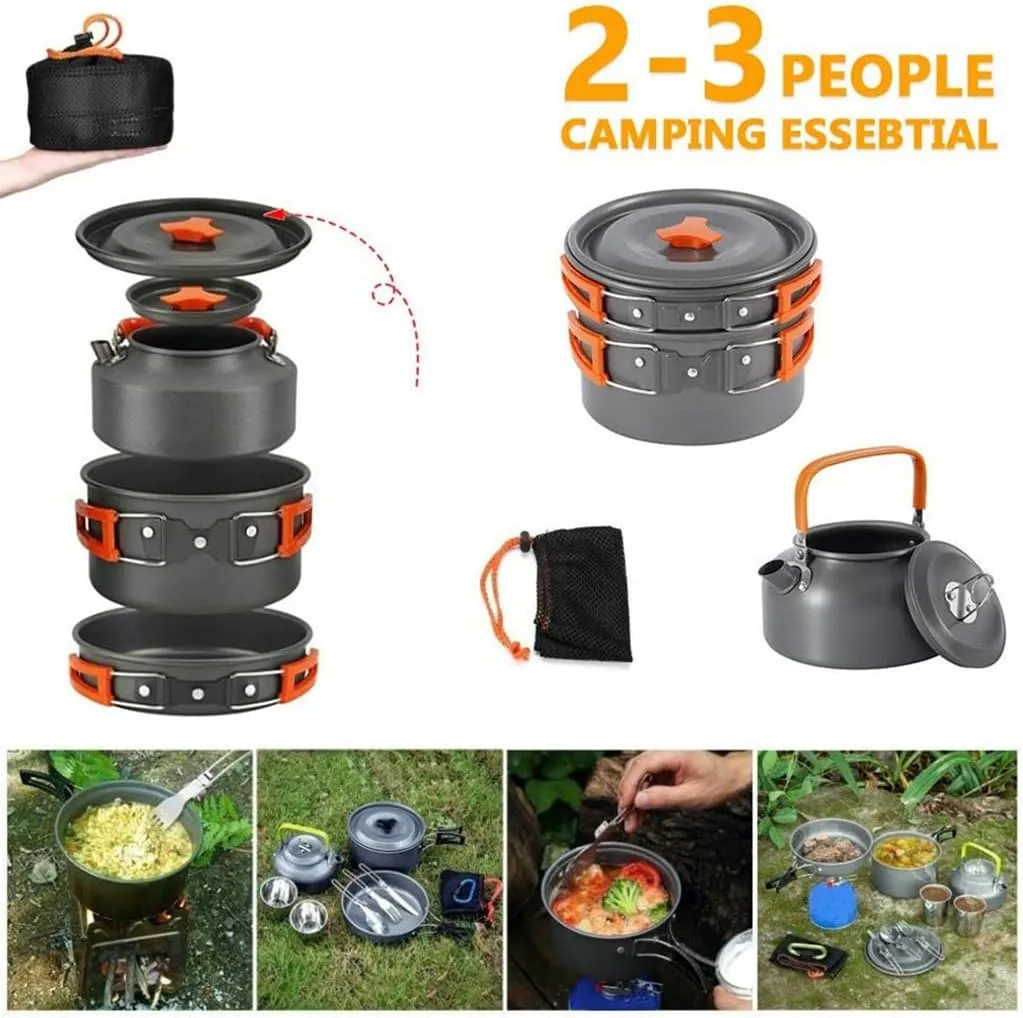 Aluminum Kitchen Set Camping Pot Kit Kettle Kettle Kettle Travel Mountaineering Picnic BBQ Cutlery Equipment