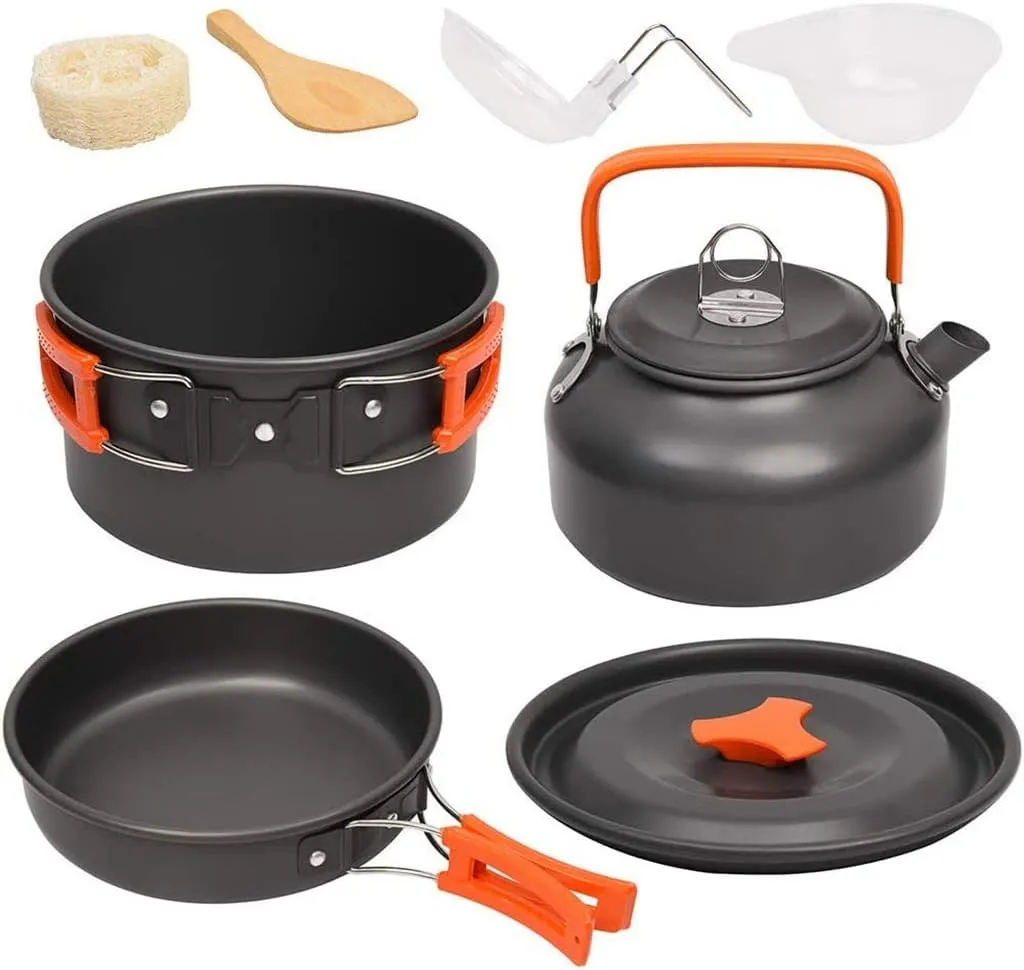 Aluminum Kitchen Set Camping Pot Kit Kettle Kettle Kettle Travel Mountaineering Picnic BBQ Cutlery Equipment