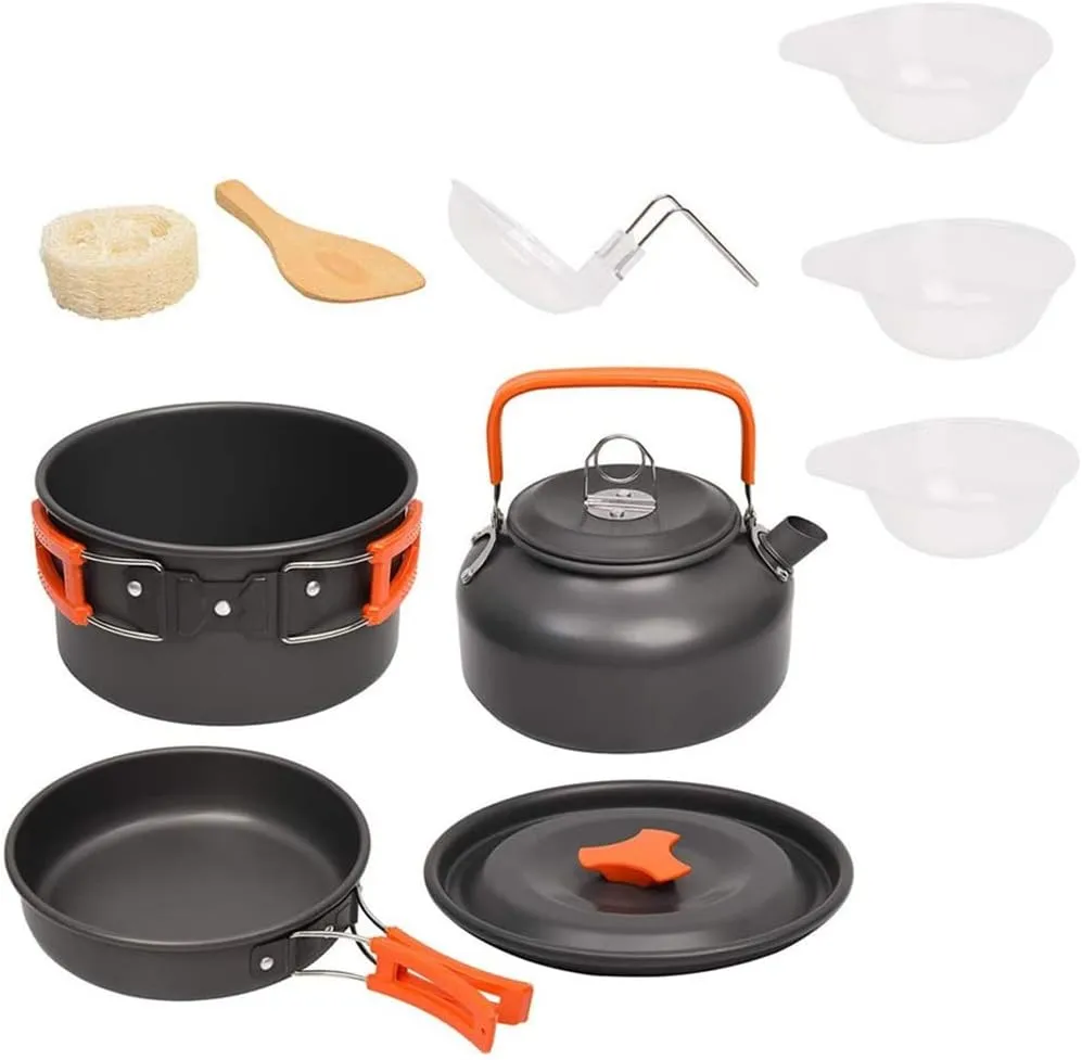 Aluminum Kitchen Set Camping Pot Kit Kettle Kettle Kettle Travel Mountaineering Picnic BBQ Cutlery Equipment