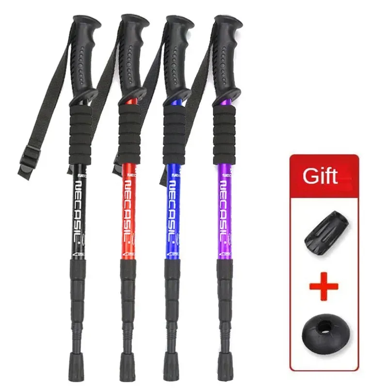 Aluminum Telescopic Hiking Poles with Shock Absorber for Trekking