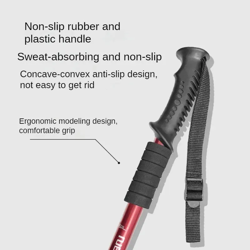 Aluminum Telescopic Hiking Poles with Shock Absorber for Trekking