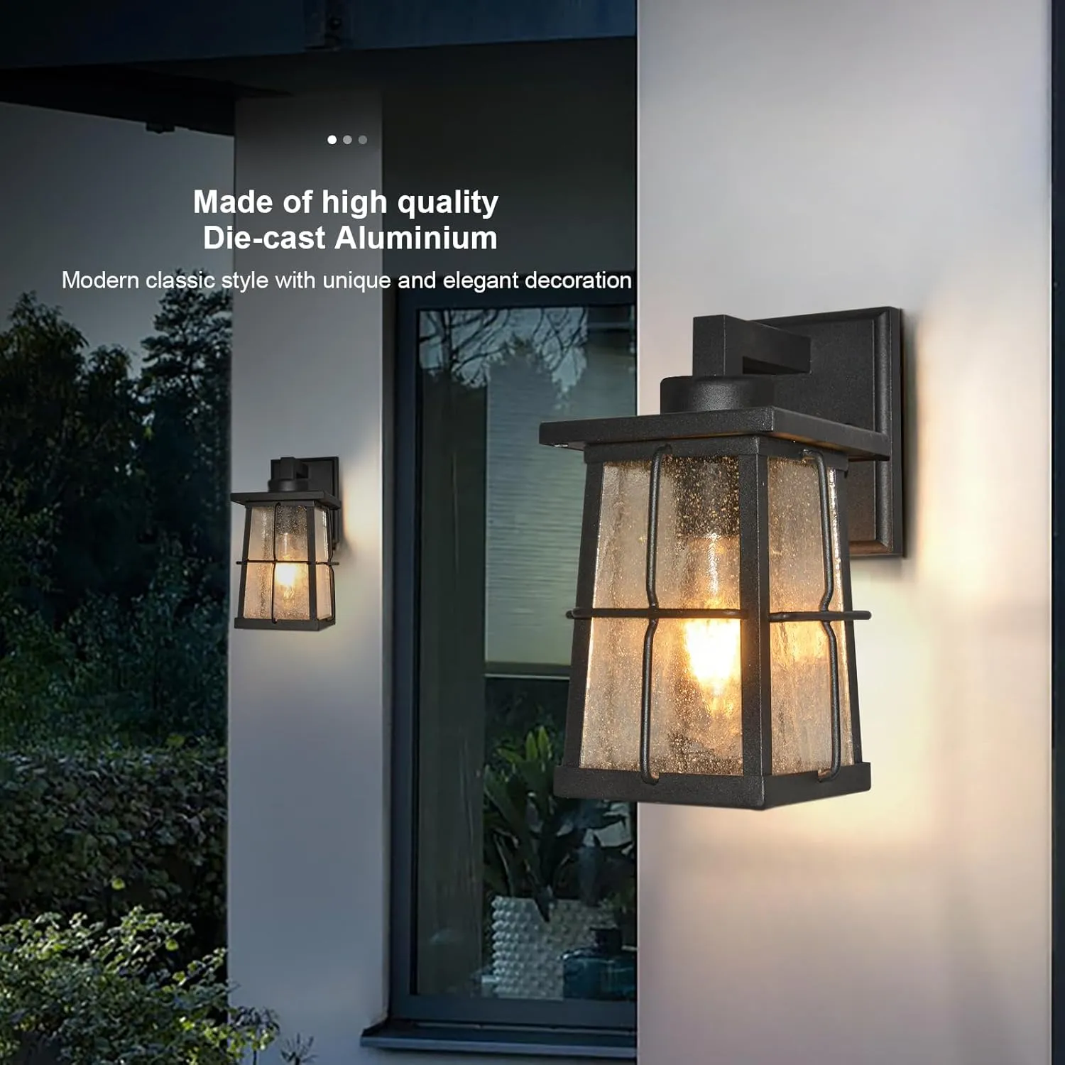ALVIME Outdoor Wall Lights Fixture, Exterior Wall Lanterns, Waterproof&All-Weather Sconce, Porch Outside Lamps for Entryway, House Front Door Patio Garage, E26 Base&Clear Seedy Glass