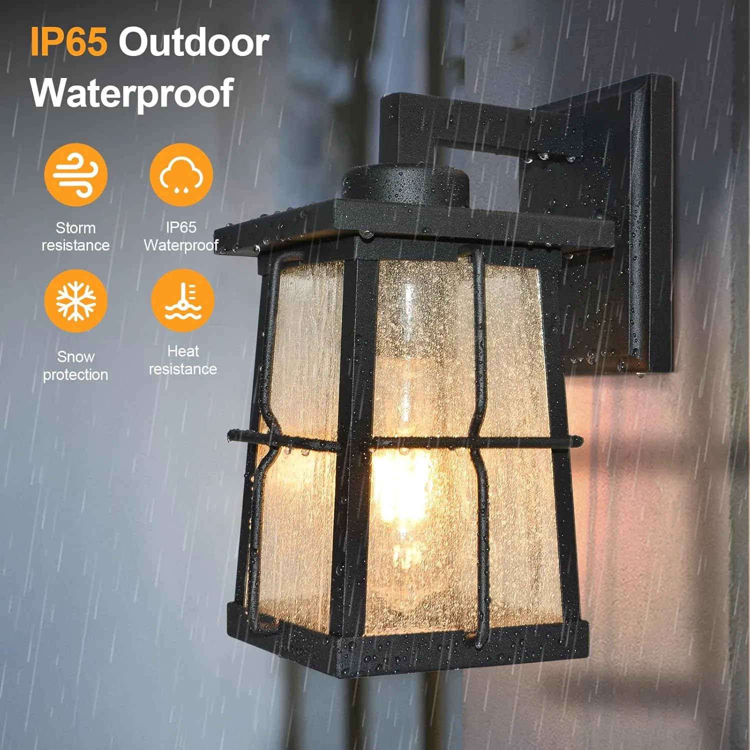 ALVIME Outdoor Wall Lights Fixture, Exterior Wall Lanterns, Waterproof&All-Weather Sconce, Porch Outside Lamps for Entryway, House Front Door Patio Garage, E26 Base&Clear Seedy Glass