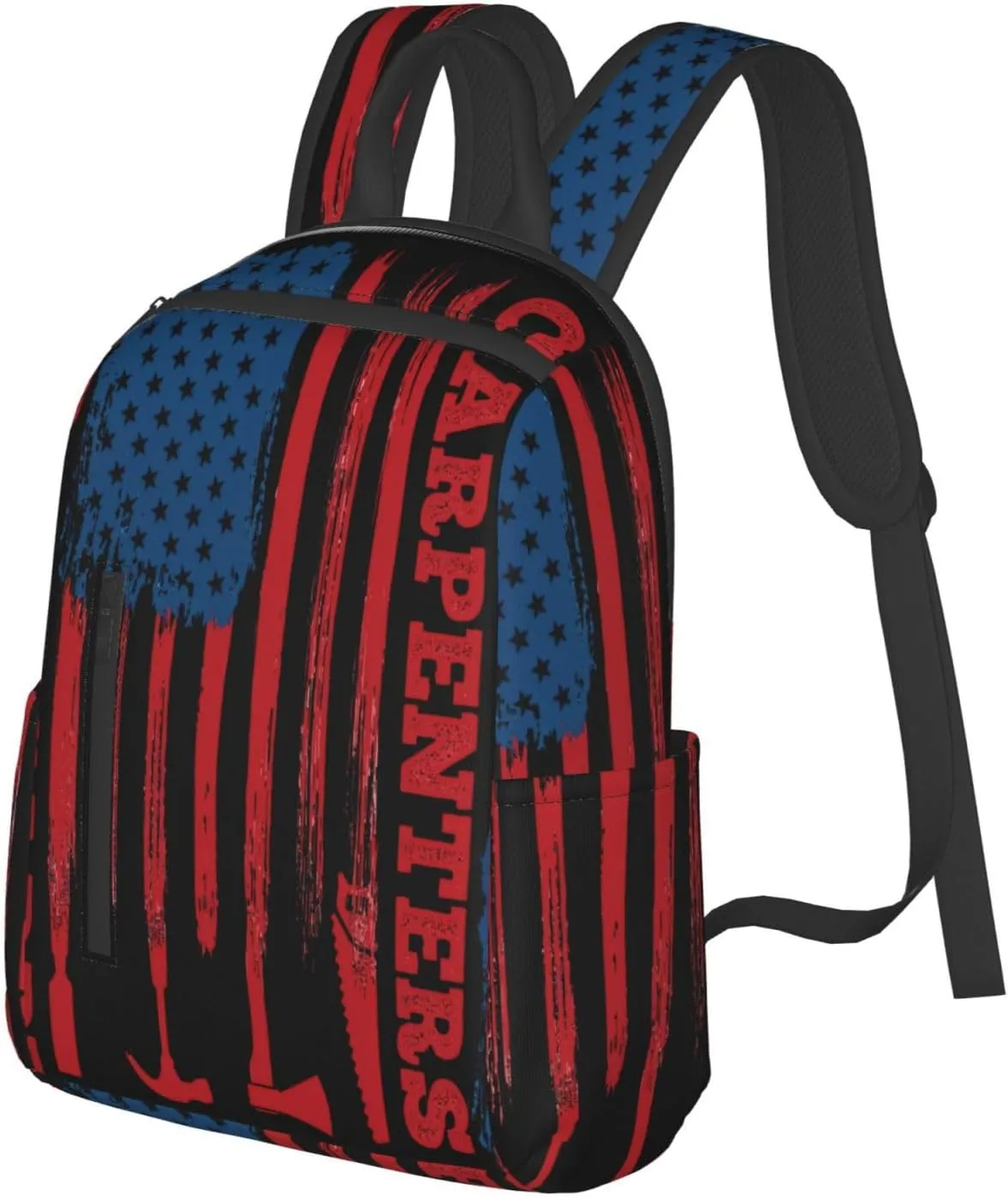 American Carpenter Flag Casual Backpacks Laptop Backpack Outdoor Travel Rucksack Sport Carry-On Daypack Lightweight Bag with Multi-Pockets