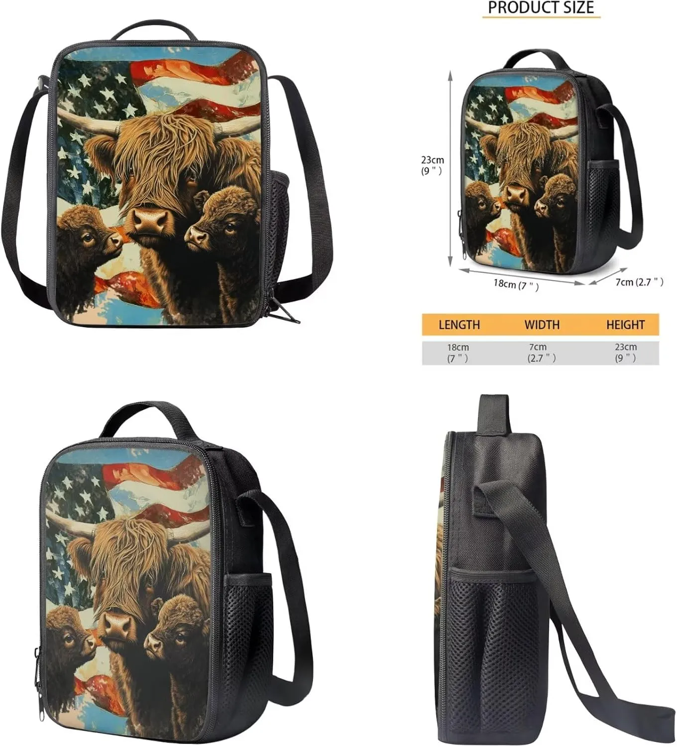 American Cow Cute Corgi Boys Backpack 7Th with Lunch Box Elementary School Backpack for Boys Boys with Lunch Bag Water Bottle Sleeves Pencil Case Independence Day