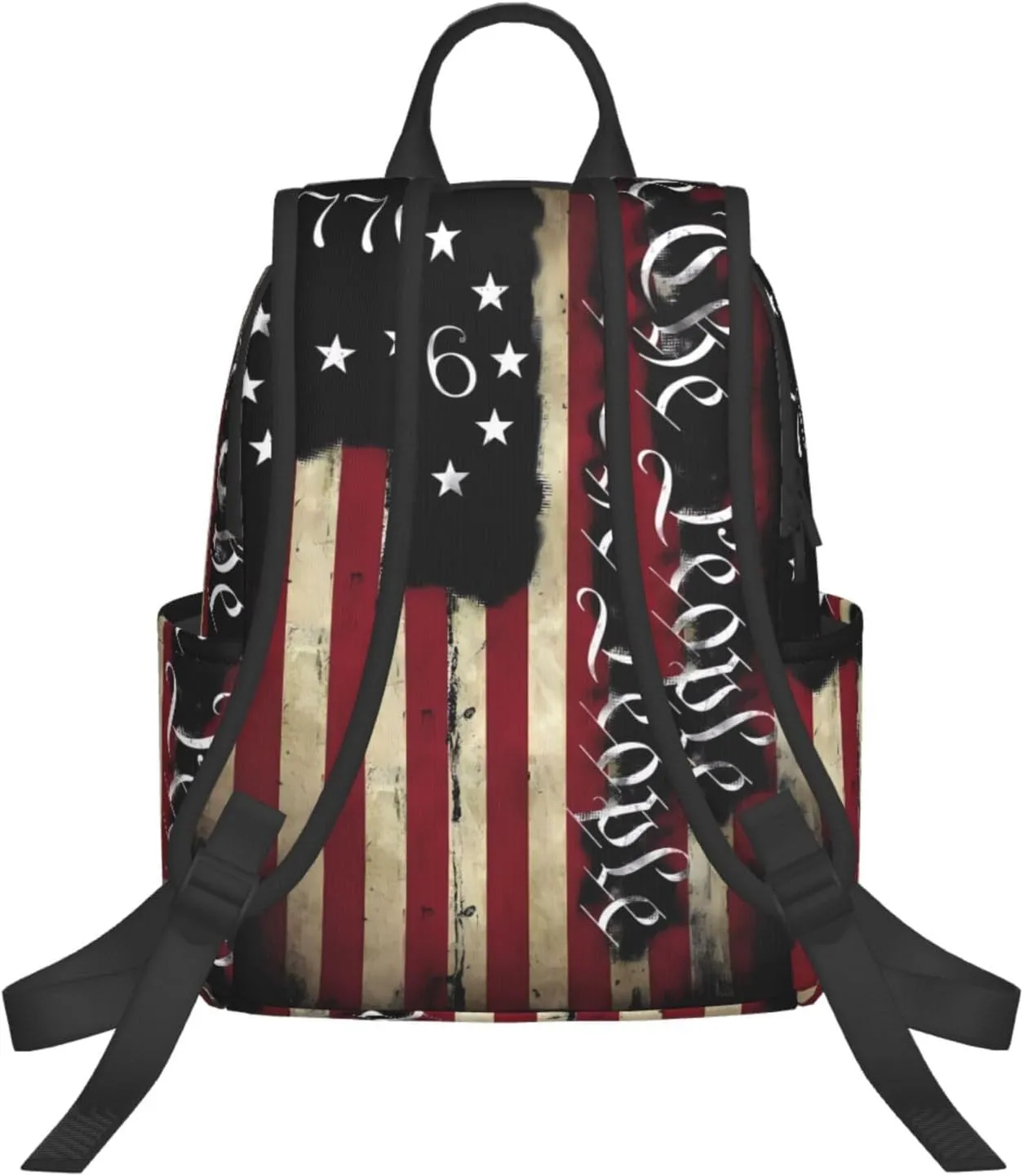 American Independence Day American Flag 1776 We The People Casual Backpacks Laptop Backpack Outdoor Travel Rucksack Sport Carry-On Daypack Lightweight Bag with Multi-Pockets