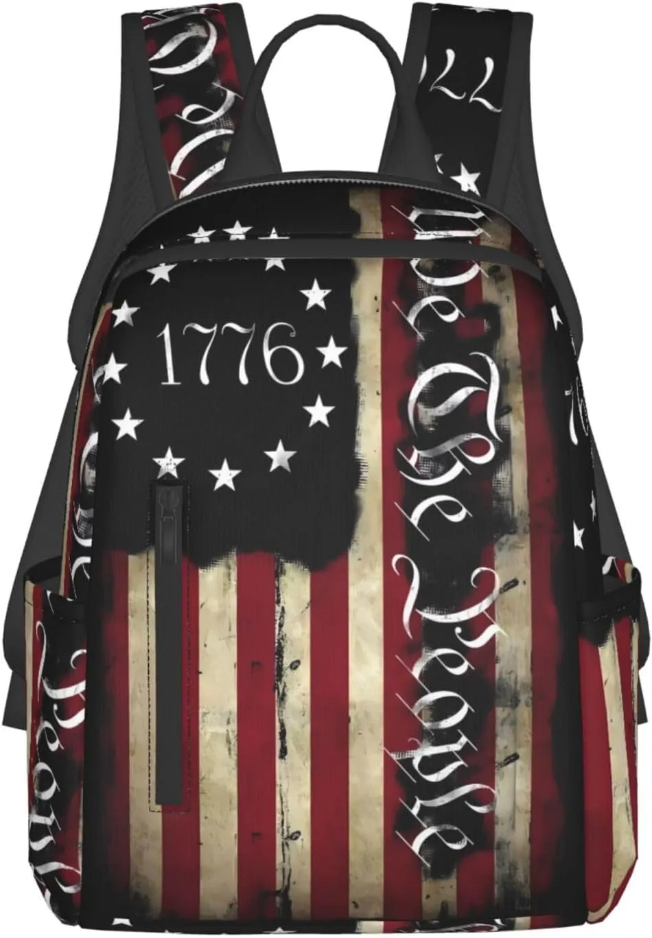 American Independence Day American Flag 1776 We The People Casual Backpacks Laptop Backpack Outdoor Travel Rucksack Sport Carry-On Daypack Lightweight Bag with Multi-Pockets