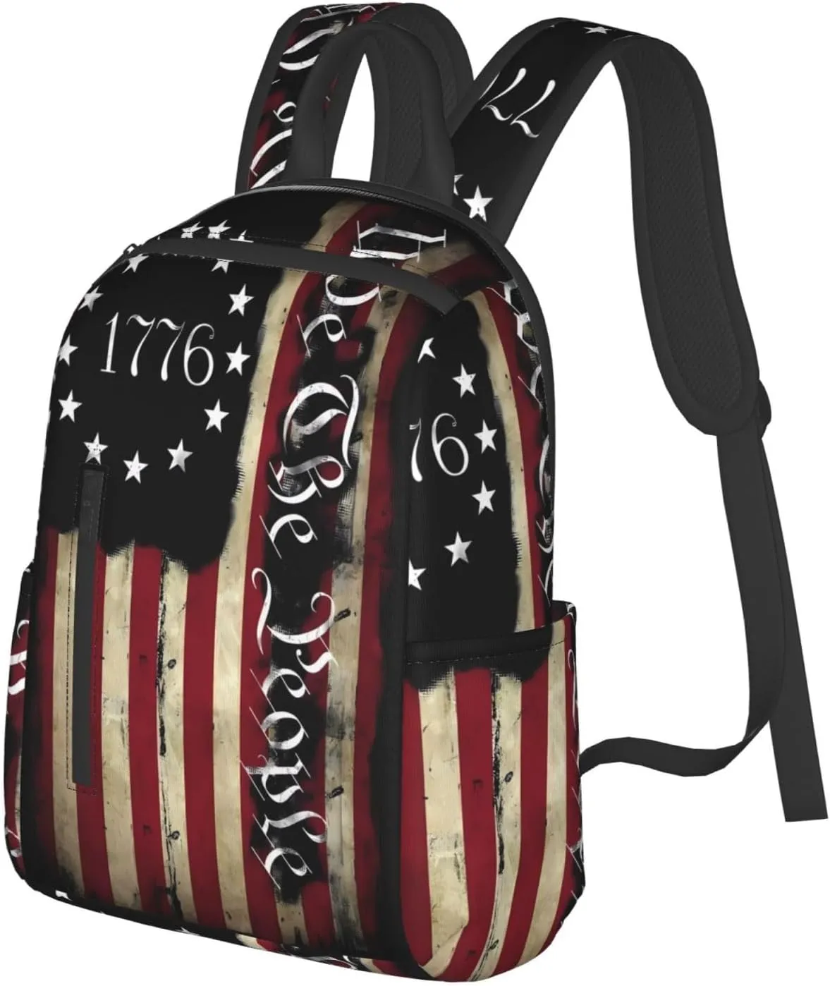 American Independence Day American Flag 1776 We The People Casual Backpacks Laptop Backpack Outdoor Travel Rucksack Sport Carry-On Daypack Lightweight Bag with Multi-Pockets