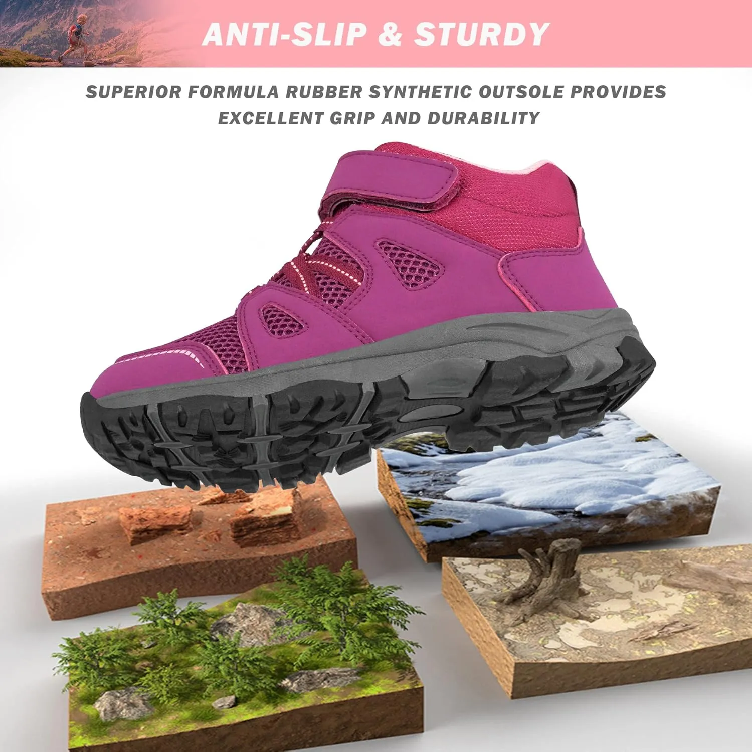 AMZZPIK Boys Girls Shoes Tennis Outdoor Hiking Breathable Mesh Trekking Climbing Sneakers for Little/Big Kids