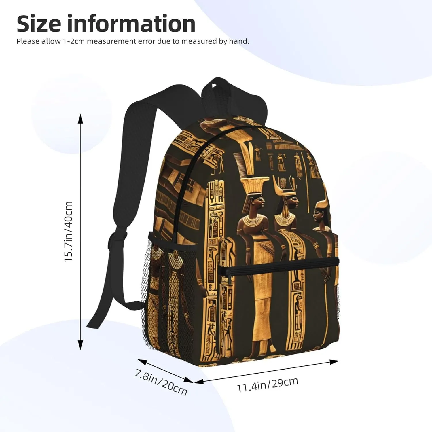 Ancient Egyptian Hieroglyph Print Backpack For Men And Women Lightweight Backpack Casual Daypack For Workplace Travel