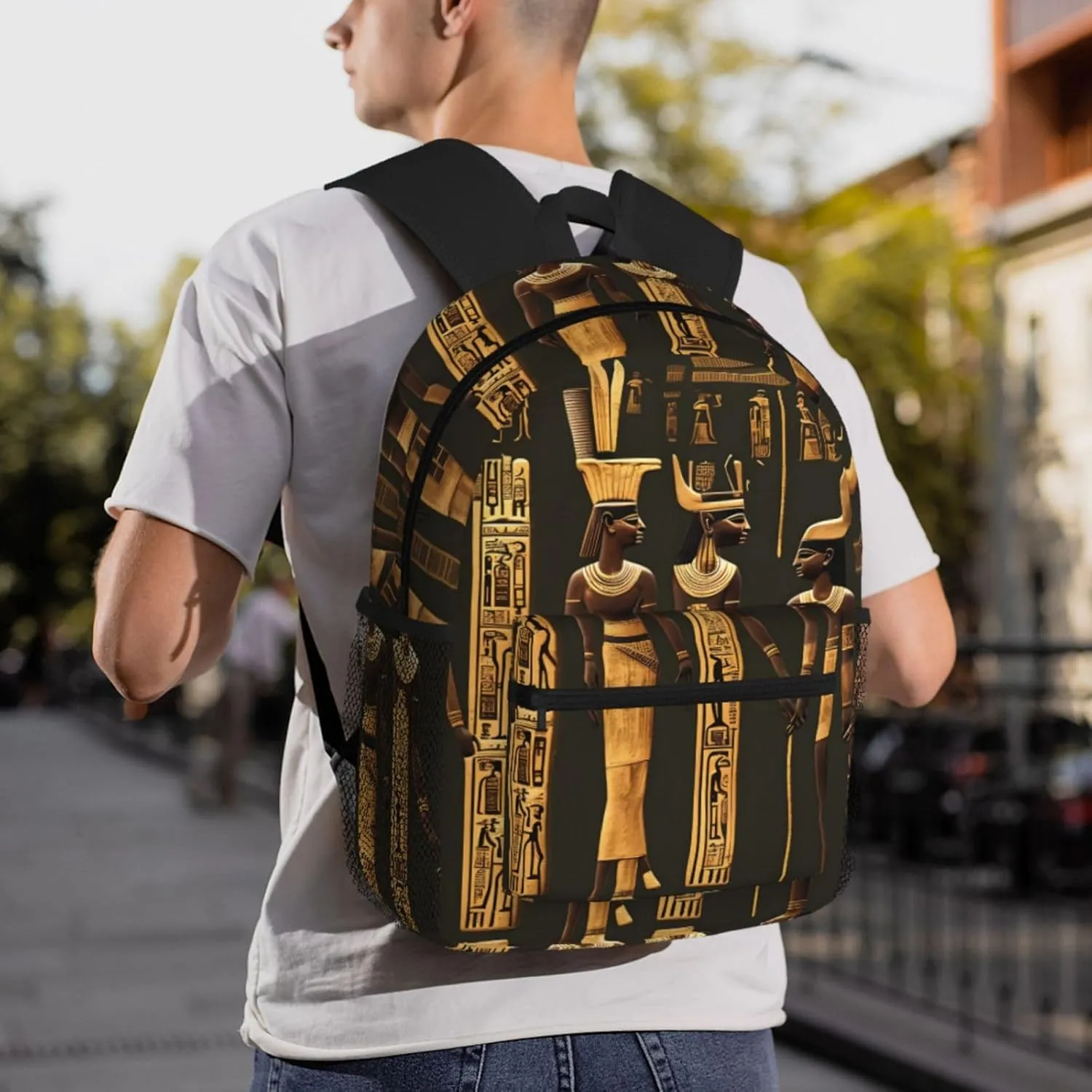 Ancient Egyptian Hieroglyph Print Backpack For Men And Women Lightweight Backpack Casual Daypack For Workplace Travel