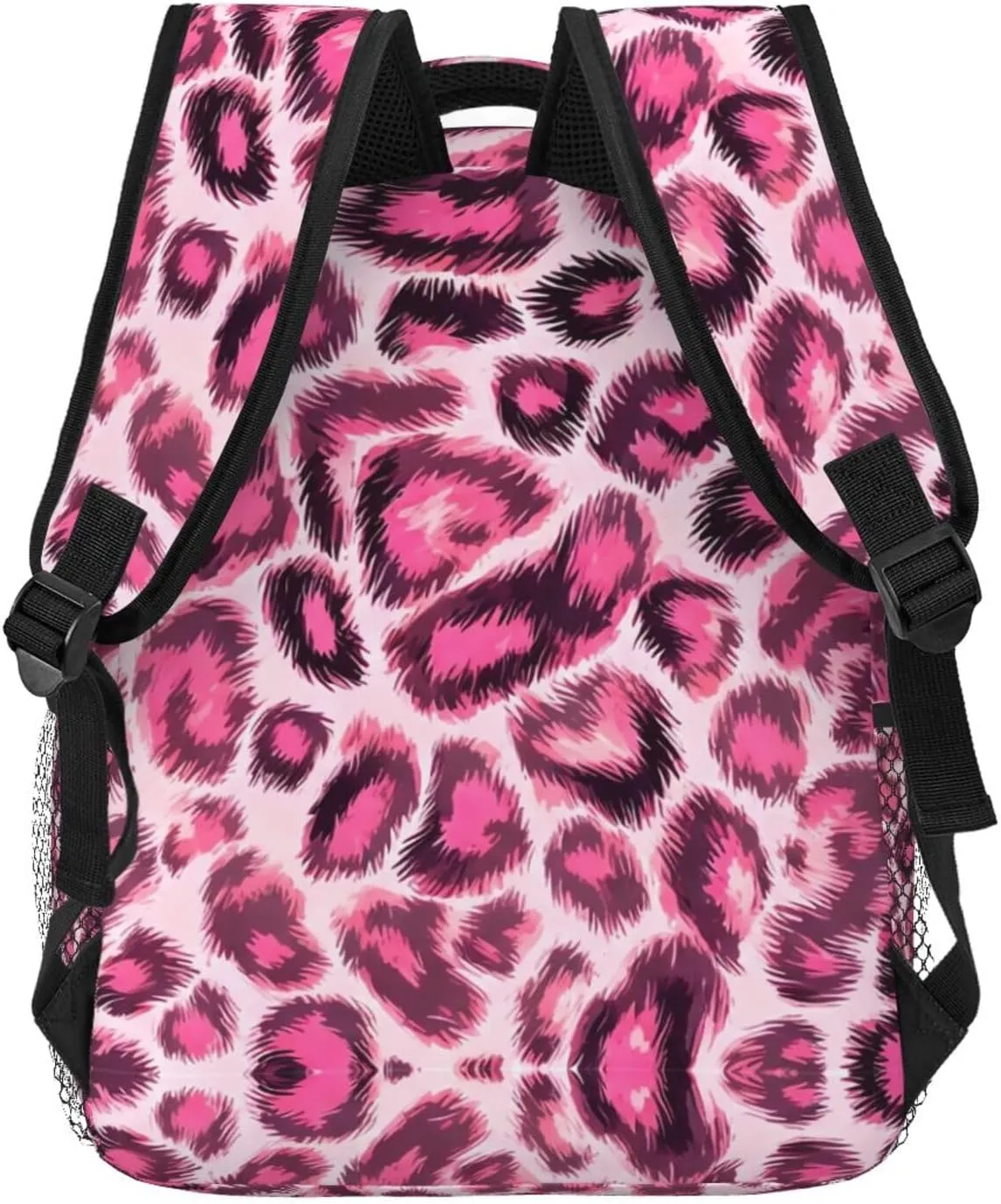 Animal Skin Fur Camouflage Pink Leopard Print Rucksack Polyester Anti-Theft Multipurpose Carry On Bag Large Capacity Travel and Sport Backpack Rucksack With Smooth Zippers