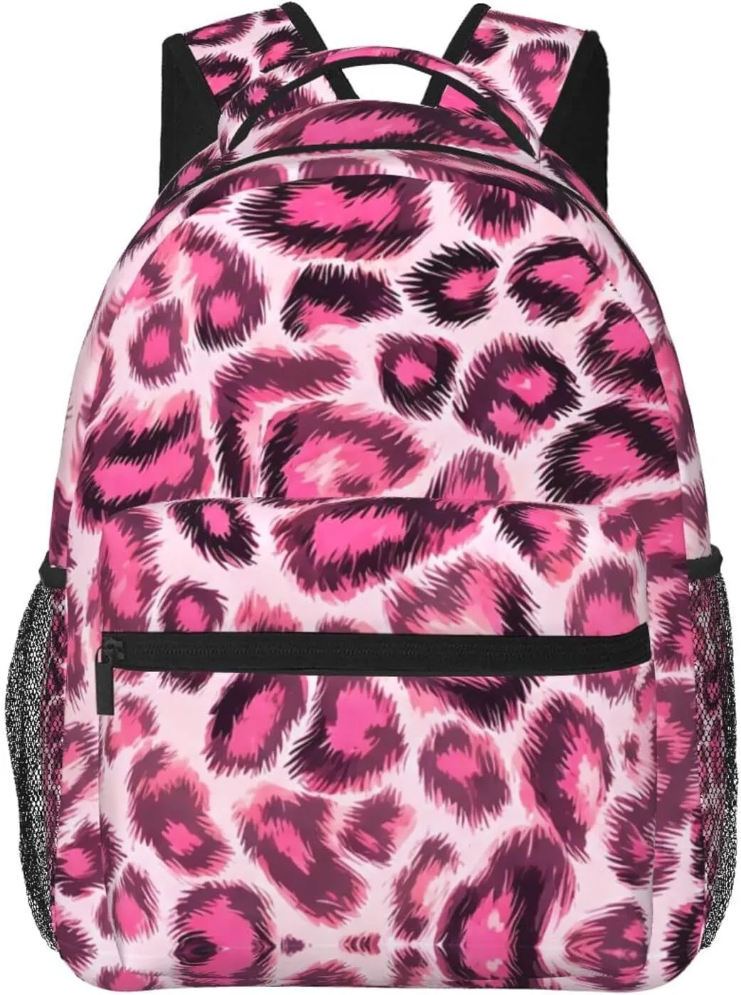 Animal Skin Fur Camouflage Pink Leopard Print Rucksack Polyester Anti-Theft Multipurpose Carry On Bag Large Capacity Travel and Sport Backpack Rucksack With Smooth Zippers