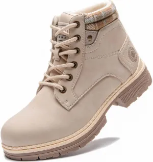 ANJOUFEMME Womens Hiking Snow Winter Boots - Outdoor Waterproof Lightweight Ankle Boots for Women Work Backpacking Boots FNW110-FNW08-BEIGE-6